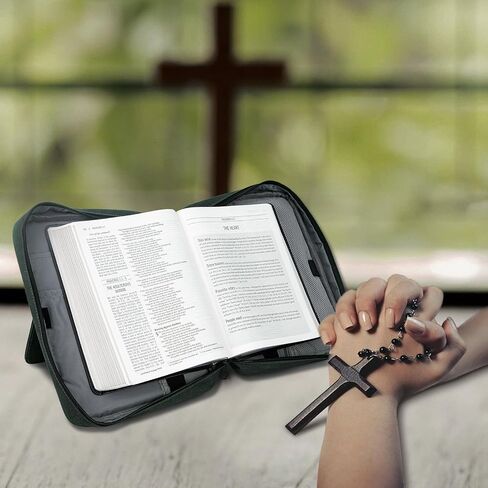 Bible Covers for Men & Women, Bible Case Carrying Church Bag with Book Stand, Bible Bag with Handle, Zipper and Multi-Pockets for Scripture Study Bible Protector, Deep Gray（Patent Design） in Saudi Arabia