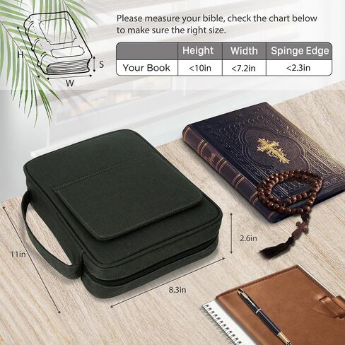 Bible Covers for Men & Women, Bible Case Carrying Church Bag with Book Stand, Bible Bag with Handle, Zipper and Multi-Pockets for Scripture Study Bible Protector, Deep Gray（Patent Design） in Saudi Arabia