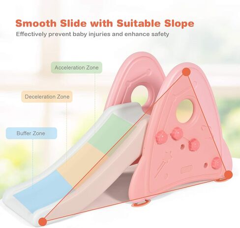 BABY JOY Kids Slide, Freestanding Baby Mini Play Climber Slide Set for Indoor Outdoors Use, Children Toy Playset with Non-Slip Widened Pedals, Suitable for 6 Month - 8 Years Baby Toddler (Pink) in Saudi Arabia