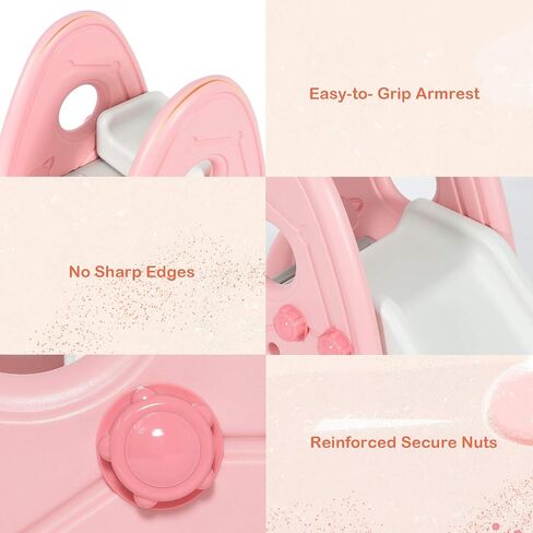 BABY JOY Kids Slide, Freestanding Baby Mini Play Climber Slide Set for Indoor Outdoors Use, Children Toy Playset with Non-Slip Widened Pedals, Suitable for 6 Month - 8 Years Baby Toddler (Pink) in Saudi Arabia