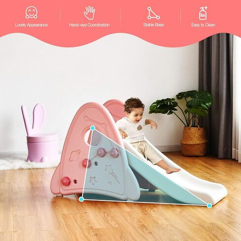 BABY JOY Kids Slide, Freestanding Baby Mini Play Climber Slide Set for Indoor Outdoors Use, Children Toy Playset with Non-Slip Widened Pedals, Suitable for 6 Month - 8 Years Baby Toddler (Pink) in Saudi Arabia
