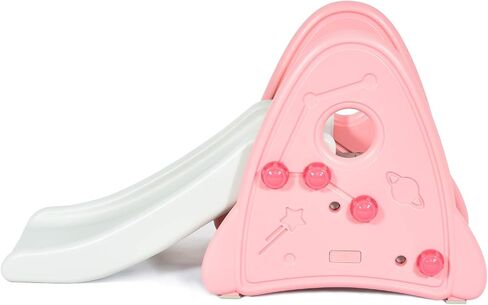 BABY JOY Kids Slide, Freestanding Baby Mini Play Climber Slide Set for Indoor Outdoors Use, Children Toy Playset with Non-Slip Widened Pedals, Suitable for 6 Month - 8 Years Baby Toddler (Pink) in Saudi Arabia