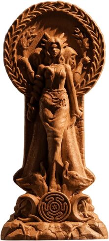 Hecate statue, Triple goddess statue altar, Goddess statue, hexe for pagan home altar, statue Hecate key，Wooden Hekate statue,Creative craft goddess altar (Wood) in Kuwait