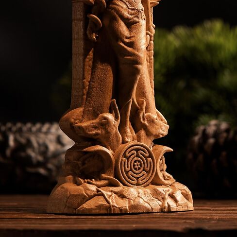 Hecate statue, Triple goddess statue altar, Goddess statue, hexe for pagan home altar, statue Hecate key，Wooden Hekate statue,Creative craft goddess altar (Wood) in Kuwait