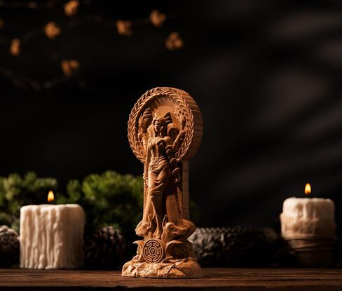 Hecate statue, Triple goddess statue altar, Goddess statue, hexe for pagan home altar, statue Hecate key，Wooden Hekate statue,Creative craft goddess altar (Wood) in Kuwait