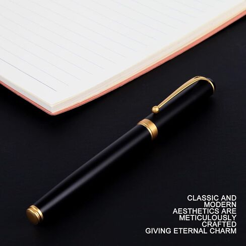 Fountain Pen-Smooth Writing Metal Water Pen with Gift Case Fine Nib Consistent Ink Flow Luxury Pen for Nice Pens Includes a Calligraphy Nib 8 Ink Cartridges and a Converter (Gold) in Saudi Arabia