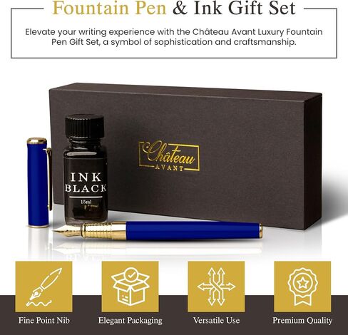 Luxury Fountain Pen Gift Set - Fine Nib with Black Ink Included - Refillable - Gifts for Him or Her - Grey in Saudi Arabia