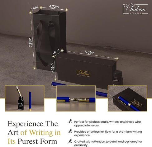 Luxury Fountain Pen Gift Set - Fine Nib with Black Ink Included - Refillable - Gifts for Him or Her - Grey in Saudi Arabia