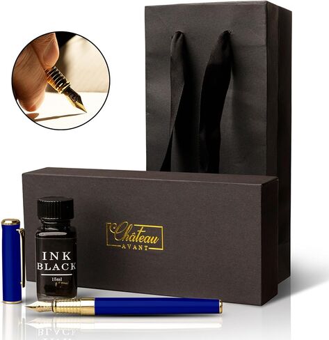 Luxury Fountain Pen Gift Set - Fine Nib with Black Ink Included - Refillable - Gifts for Him or Her - Grey in Saudi Arabia