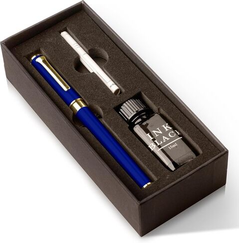 Luxury Fountain Pen Gift Set - Fine Nib with Black Ink Included - Refillable - Gifts for Him or Her - Grey in Saudi Arabia