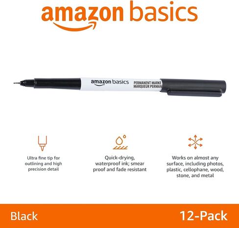 Amazon Basics Ultra Fine Point Permanent Markers, Black, 24-Pack in Saudi Arabia
