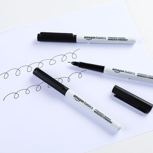 Amazon Basics Ultra Fine Point Permanent Markers, Black, 24-Pack in Saudi Arabia