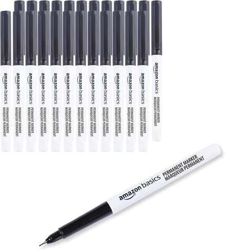 Amazon Basics Ultra Fine Point Permanent Markers, Black, 24-Pack in Saudi Arabia