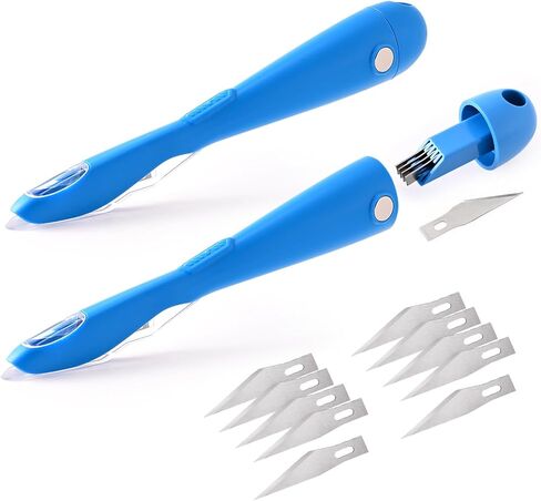 Gomake ورق التغليف القاطع 2PCS هدية التفاف القاطع مع صندوق تخزين شفرة، أداة قطع لفة ورق التغليف المغناطيسي لعيد الميلاد / عيد الميلاد ورقة تغليف ورقة لفة دعم ورقة القاطع الأزرق in Kuwait