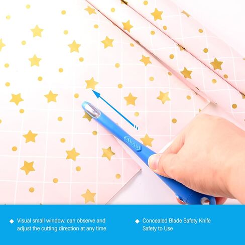 Gomake ورق التغليف القاطع 2PCS هدية التفاف القاطع مع صندوق تخزين شفرة، أداة قطع لفة ورق التغليف المغناطيسي لعيد الميلاد / عيد الميلاد ورقة تغليف ورقة لفة دعم ورقة القاطع الأزرق in Kuwait