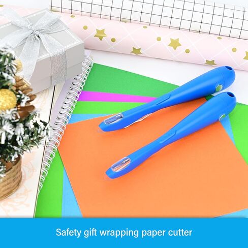 Gomake ورق التغليف القاطع 2PCS هدية التفاف القاطع مع صندوق تخزين شفرة، أداة قطع لفة ورق التغليف المغناطيسي لعيد الميلاد / عيد الميلاد ورقة تغليف ورقة لفة دعم ورقة القاطع الأزرق in Kuwait