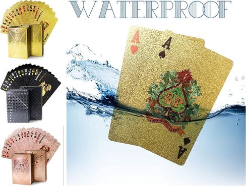 MINGRI 3 Decks Waterproof Playing Cards Plastic Deck of Playing Poker Cards Cool Black Rose Gold Playing Cards Themed Standard Playing Cards Game Luxury Unique Playing Cards for Adults in Kuwait
