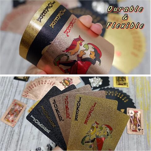 MINGRI 3 Decks Waterproof Playing Cards Plastic Deck of Playing Poker Cards Cool Black Rose Gold Playing Cards Themed Standard Playing Cards Game Luxury Unique Playing Cards for Adults in Kuwait