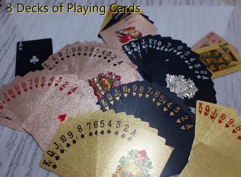 MINGRI 3 Decks Waterproof Playing Cards Plastic Deck of Playing Poker Cards Cool Black Rose Gold Playing Cards Themed Standard Playing Cards Game Luxury Unique Playing Cards for Adults in Kuwait