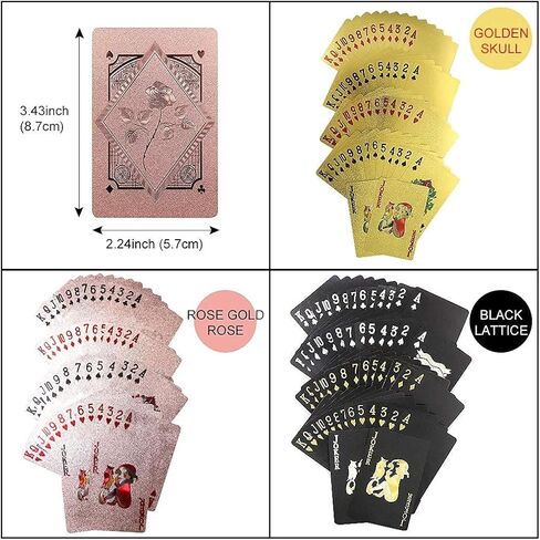 MINGRI 3 Decks Waterproof Playing Cards Plastic Deck of Playing Poker Cards Cool Black Rose Gold Playing Cards Themed Standard Playing Cards Game Luxury Unique Playing Cards for Adults in Kuwait