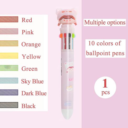 Cute Stationary,Includ Pen Holder,Gel Pen,Ballpoint Pen,Eraser,Sticky Notes,Keychain,Mini Tape Measure for Home office Supplies (Pink) in Saudi Arabia