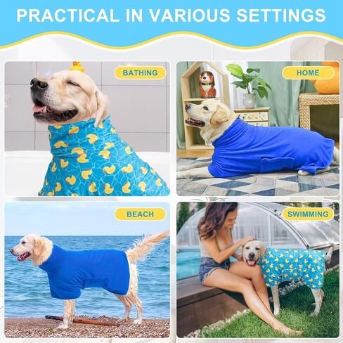 BEAUTYZOO Dog Bathrobe,Dog Drying Coat,Fast Drying Super Absorbent Dog Bath Robe,Adjustable Belly Strap Dog Towels for Drying Dogs Medium Large,Microfibre Soft Dog Robes for After Bath,Rubber Duck XL in Saudi Arabia