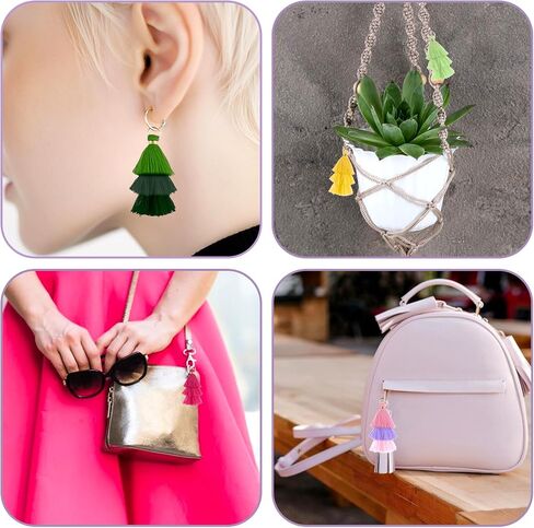 60 Pcs Tiny Tassels for Jewelry Making Tri Layered Tassels 1.38 Inch Small Keychain Tassels Charms for Craft Colorful Key Chain Charm Tassels with Jump Ring for Bookmark Earring Bag Pendant in Saudi Arabia