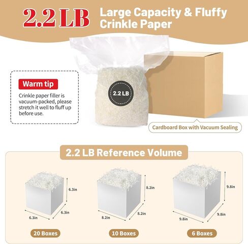 2.2 LB Christmas Crinkle Cut Paper Filler, White Shredded Paper for Gift Baskets, Gift Wrapping Decoration, Fluffy Crinkle Paper Great for Birthday, Wedding and All Occasions in Saudi Arabia