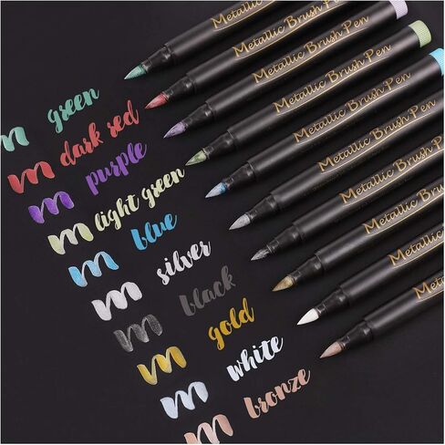 Dyvicl Metallic Marker Pens - Set of 10 Medium Point Metallic Markers for Rock Painting, Black Paper, Card Making, Scrapbooking Crafts, DIY Photo Album in Kuwait