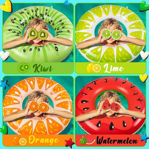 90shine 7PCS Luau Pool Floats: Hawaiian Swimming Rings with 13.5" Beach Balls - Inflatable Tubes Floaties Toys for Kids Adults in Saudi Arabia