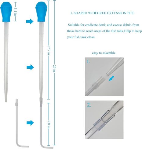 Aquarium Coral Feeder Fish Feeder Waste Clean Tool Manual Cleaner Water Changer Fish Tank Cleaning Tool Siphon Dropper Waste Remover Aquatic Bottom Feeder Pipette Aquarium in Kuwait