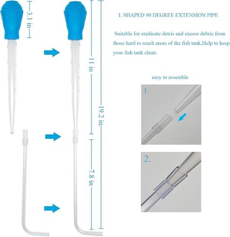 Aquarium Coral Feeder Fish Feeder Waste Clean Tool Manual Cleaner Water Changer Fish Tank Cleaning Tool Siphon Dropper Waste Remover Aquatic Bottom Feeder Pipette Aquarium in Kuwait
