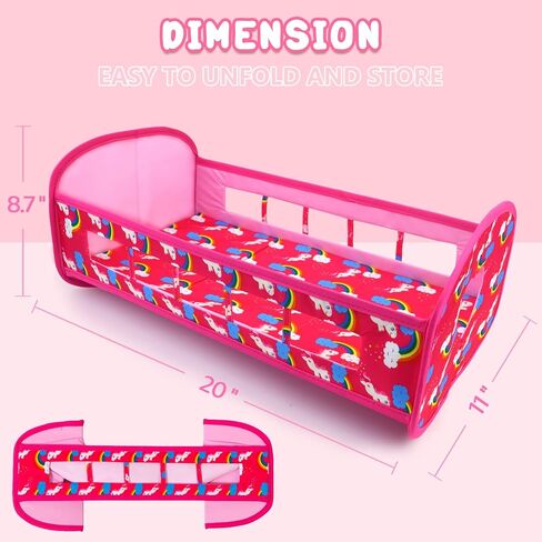 K.T. Fancy 5 PCS Baby Doll Crib 16 Inch Girl Doll Bassinet Bed and Accessories Includes Doll Bed Clothes Rainbow Hat and Diaper Fit for 16-20 Inch Doll in Saudi Arabia