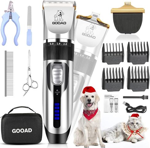 Dog Clippers for Grooming,Dog Grooming Kit for Heavy Thick Hair&Coats/Low Noise Rechargeable Cordless Hair Trimmer/Pet Shaver with Paw Trimmer for Small & Large Dogs Cats in Saudi Arabia