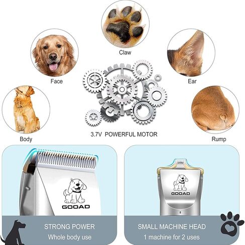 Dog Clippers for Grooming,Dog Grooming Kit for Heavy Thick Hair&Coats/Low Noise Rechargeable Cordless Hair Trimmer/Pet Shaver with Paw Trimmer for Small & Large Dogs Cats in Saudi Arabia