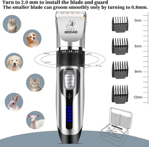 Dog Clippers for Grooming,Dog Grooming Kit for Heavy Thick Hair&Coats/Low Noise Rechargeable Cordless Hair Trimmer/Pet Shaver with Paw Trimmer for Small & Large Dogs Cats in Saudi Arabia