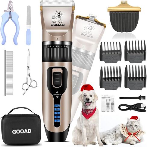 Dog Clippers for Grooming,Dog Grooming Kit for Heavy Thick Hair&Coats/Low Noise Rechargeable Cordless Hair Trimmer/Pet Shaver with Paw Trimmer for Small & Large Dogs Cats in Saudi Arabia