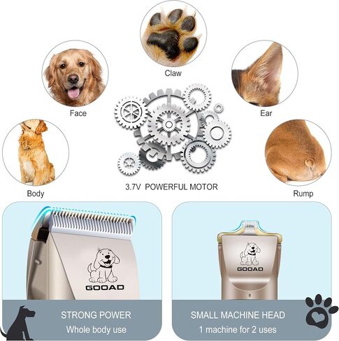 Dog Clippers for Grooming,Dog Grooming Kit for Heavy Thick Hair&Coats/Low Noise Rechargeable Cordless Hair Trimmer/Pet Shaver with Paw Trimmer for Small & Large Dogs Cats in Saudi Arabia
