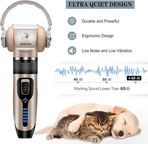 Dog Clippers for Grooming,Dog Grooming Kit for Heavy Thick Hair&Coats/Low Noise Rechargeable Cordless Hair Trimmer/Pet Shaver with Paw Trimmer for Small & Large Dogs Cats in Saudi Arabia