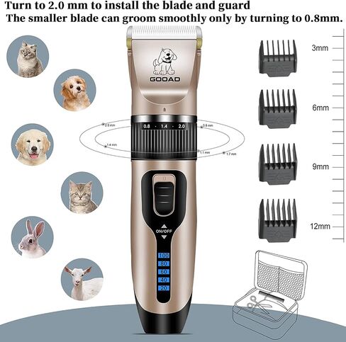 Dog Clippers for Grooming,Dog Grooming Kit for Heavy Thick Hair&Coats/Low Noise Rechargeable Cordless Hair Trimmer/Pet Shaver with Paw Trimmer for Small & Large Dogs Cats in Saudi Arabia
