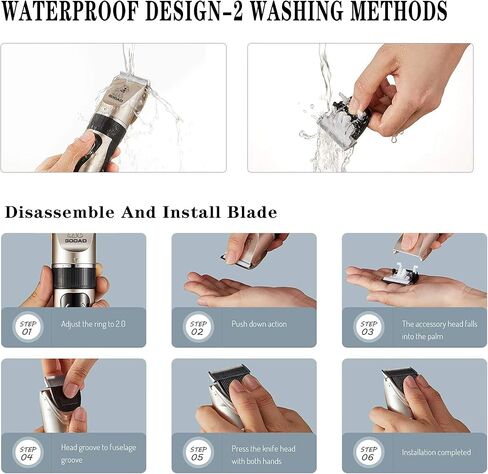 Dog Clippers for Grooming,Dog Grooming Kit for Heavy Thick Hair&Coats/Low Noise Rechargeable Cordless Hair Trimmer/Pet Shaver with Paw Trimmer for Small & Large Dogs Cats in Saudi Arabia