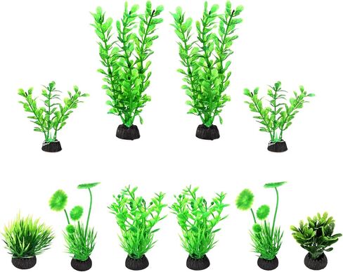 AQUANEAT Fish Tank Artificial Plants, Aquarium Plants Plastic, Green Fish Tank Decorations, 10pcs in Saudi Arabia
