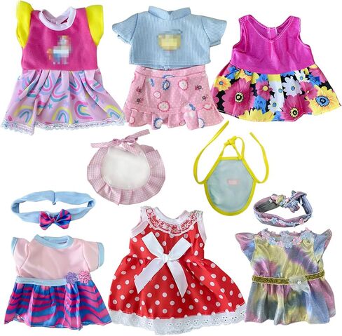 6 Sets Baby Doll Clothes for 10-12 Inch Girl Doll, Doll Clothes Dress Outfits Headbands Accessories fits 10 11 12inch Baby Doll in Saudi Arabia