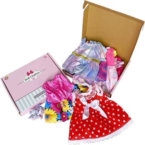 6 Sets Baby Doll Clothes for 10-12 Inch Girl Doll, Doll Clothes Dress Outfits Headbands Accessories fits 10 11 12inch Baby Doll in Saudi Arabia