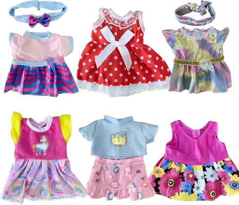 6 Sets Baby Doll Clothes for 10-12 Inch Girl Doll, Doll Clothes Dress Outfits Headbands Accessories fits 10 11 12inch Baby Doll in Saudi Arabia