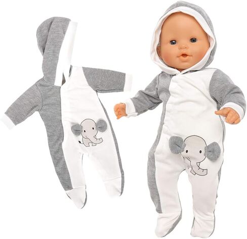 Baby Doll Clothes Casual Cute Handmade Elephant Long-Sleeved Clothing Set Outfit with Hat for 14-17 Inch Dolls Gift Set in Kuwait
