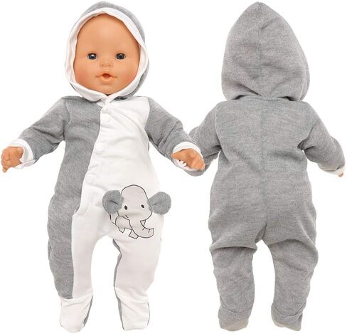 Baby Doll Clothes Casual Cute Handmade Elephant Long-Sleeved Clothing Set Outfit with Hat for 14-17 Inch Dolls Gift Set in Kuwait