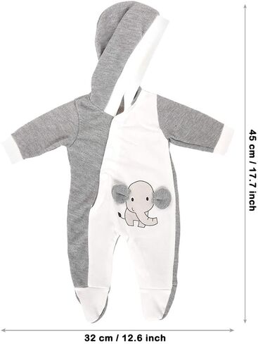 Baby Doll Clothes Casual Cute Handmade Elephant Long-Sleeved Clothing Set Outfit with Hat for 14-17 Inch Dolls Gift Set in Kuwait