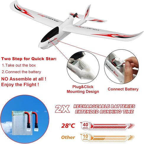 28℃ RC Plane Ranger600 3 Channel RC Airplane Glider Ready to Fly, 2.4GHz 23.62" Wingspan Remote Control Plane with Xpilot Stabilizer,One-Key U-Turn Easy Control for Adults &Kids (76102) in Kuwait