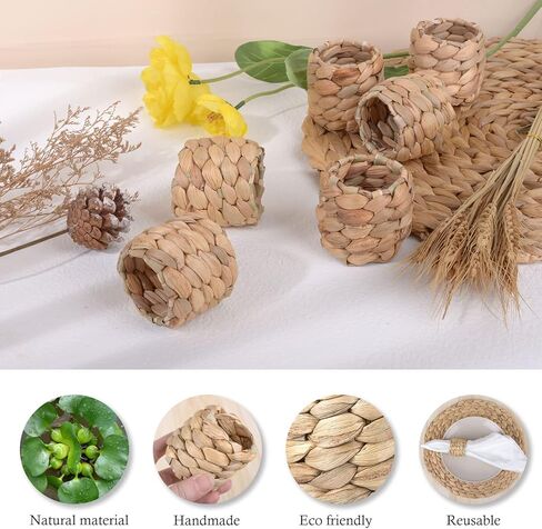Farmhouse Napkin Rings, Hand-Woven Napkin Rings for Table Decor, Fall Rustic Napkin Rings, Napkin Holder Buckles for Holiday Party, Easter, Birthday, Thanksgiving, Christmas in Saudi Arabia